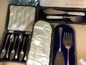 A box Containing a Collection of plated cutlery va