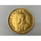 1918 15 Rupees Crowned bust of King George V, faci