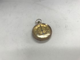 A 9ct gold ladies fob watch. Approx weight 28.17 g