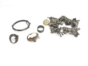 A collection of silver items including a silver ch