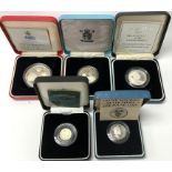 5 cased sterling silver proof coins. (B)