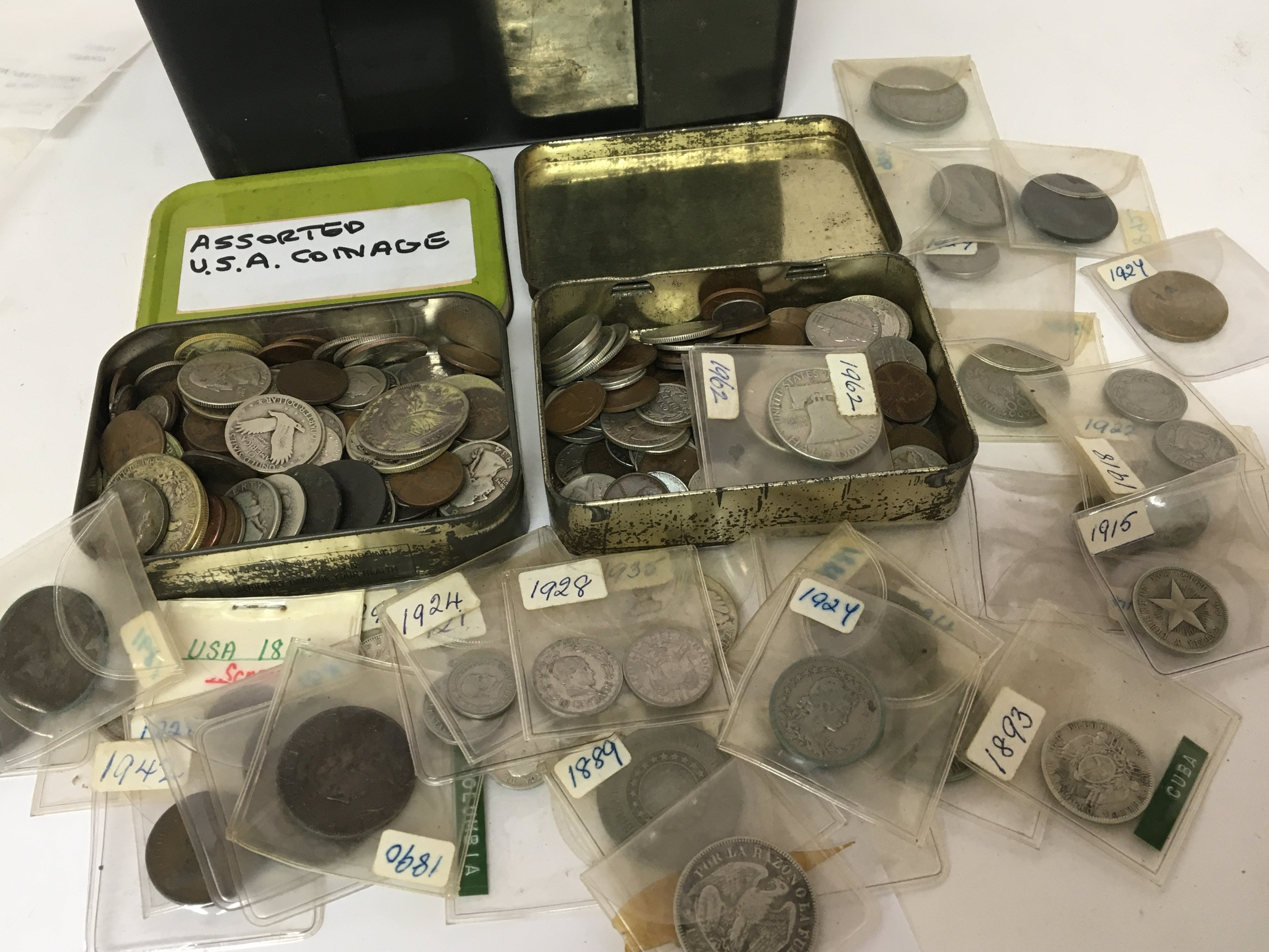 A collection of used circulated North American coi