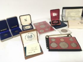 A collection of silver proof and other coins inclu