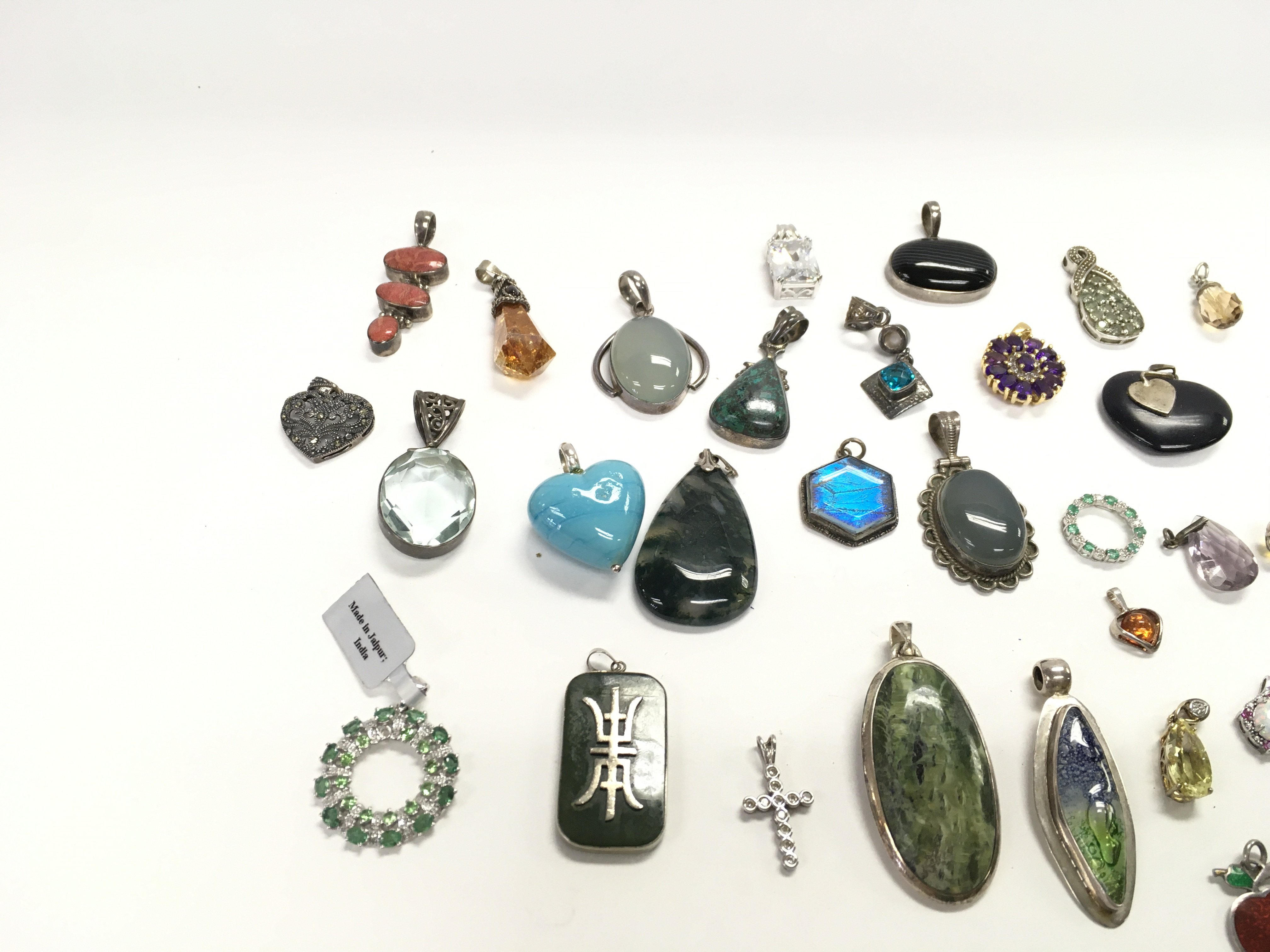 A collection of silver pendants approx 260g. Posta - Image 2 of 3