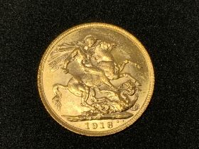 1918 George V Sovereign. (A)