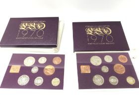 Two 1970 coin sets with original packaging. NO RES