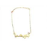 A 22ct gold name necklace. 7.63g