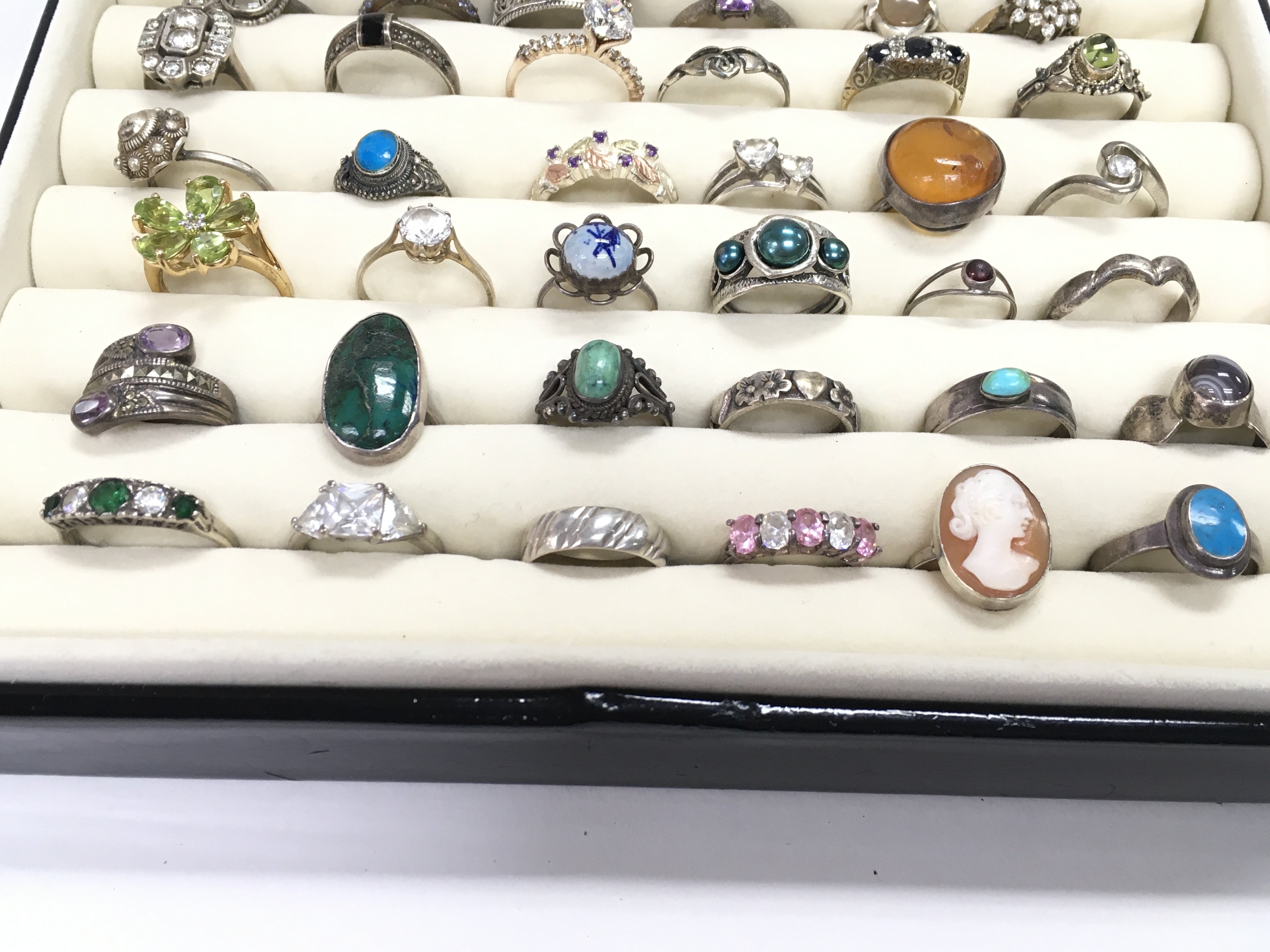 A collection of 36 silver rings set with assorted - Image 3 of 3