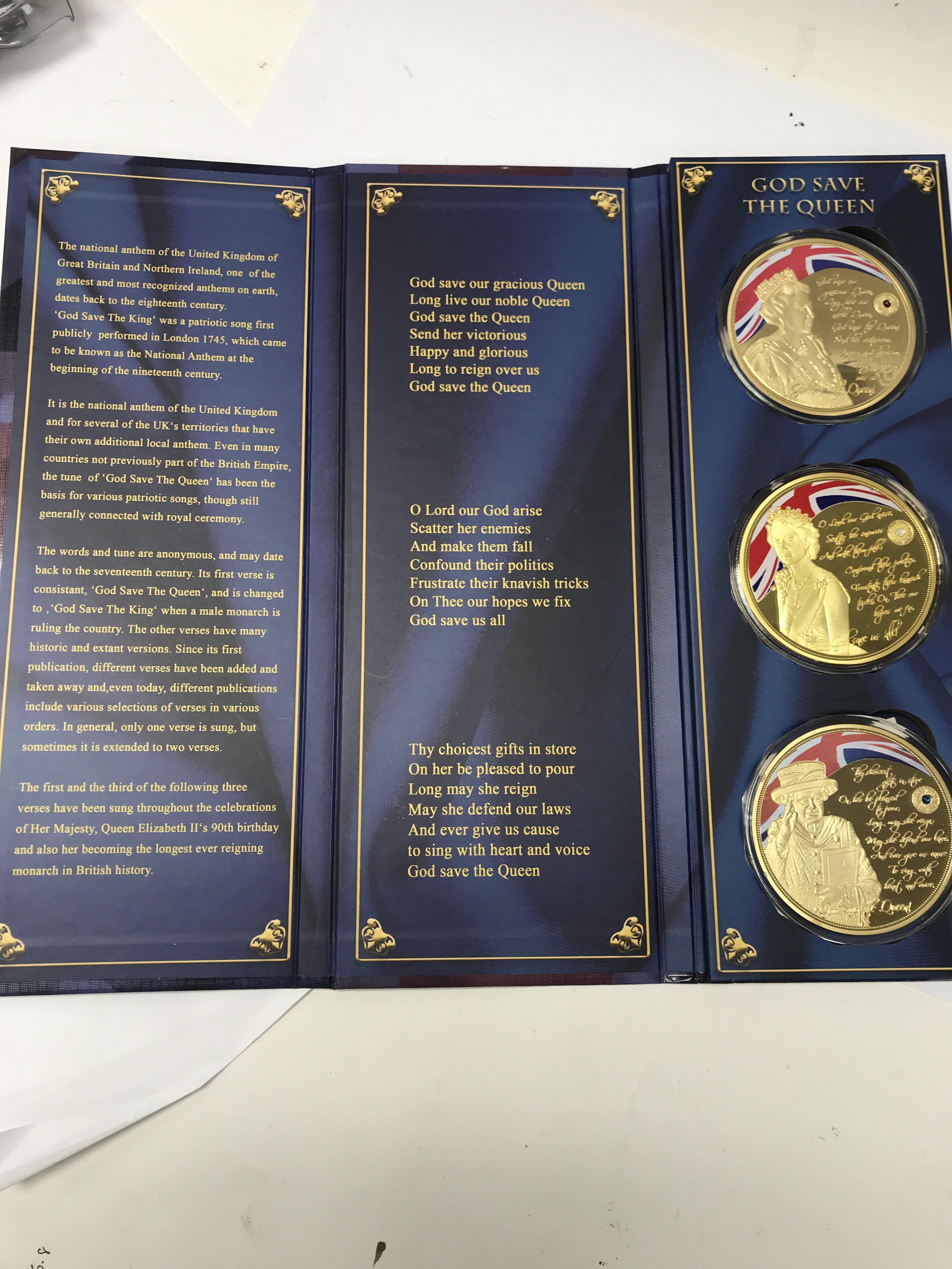 A collection of large gold plated commemorative me - Image 2 of 2