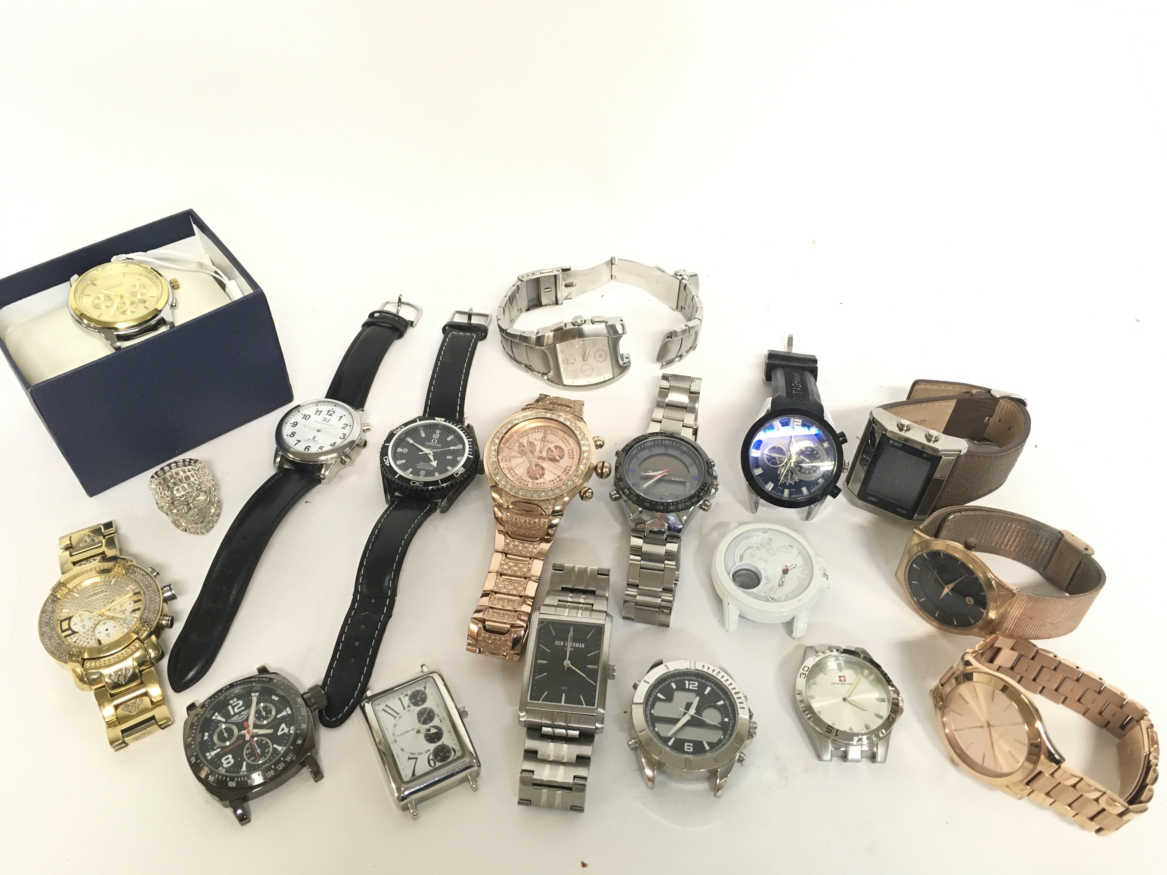 A collection of mixed watches including a diamond
