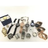 A collection of mixed watches including a diamond