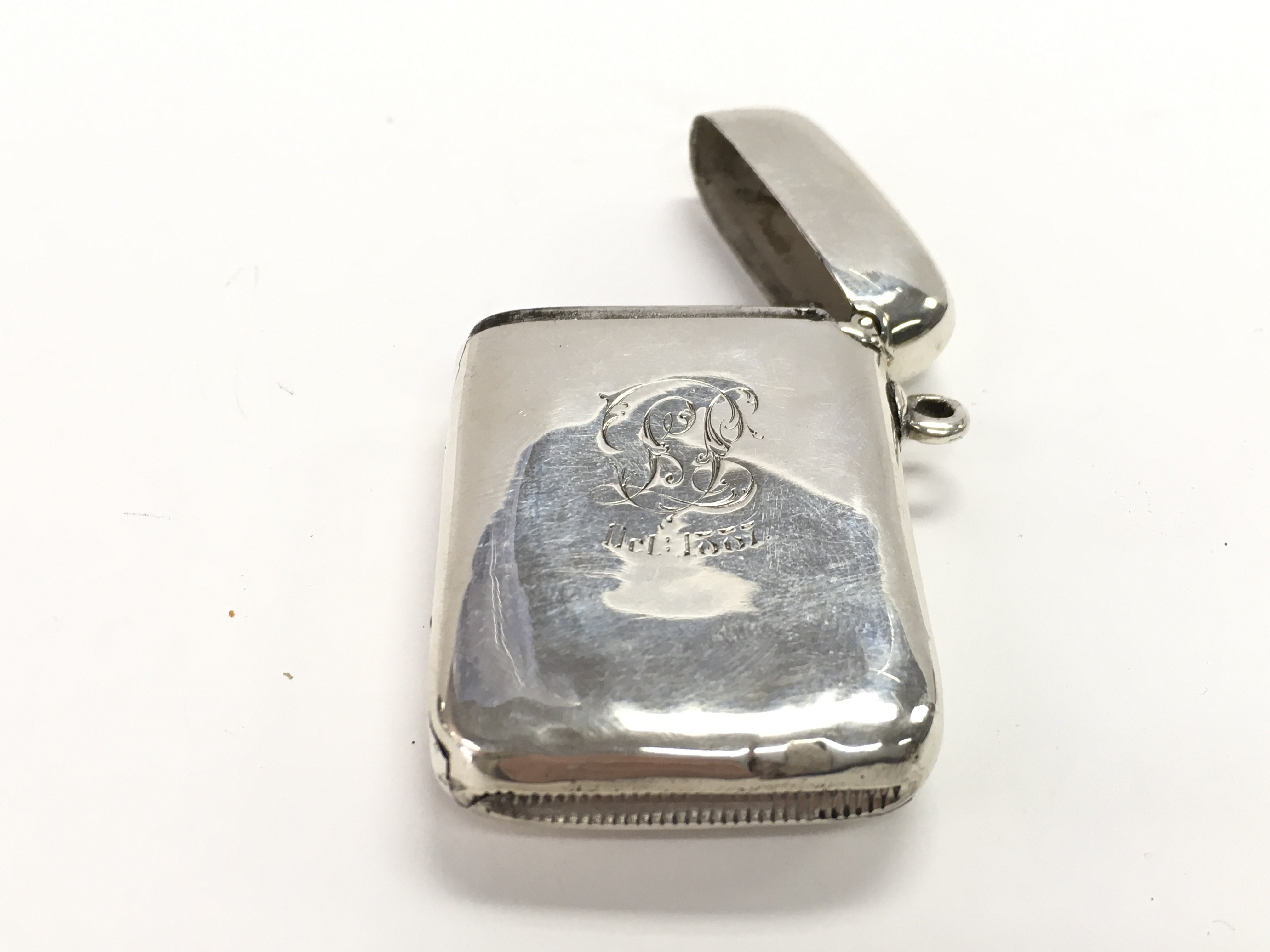 An enamelled silver vesta case. Postage A - Image 3 of 3