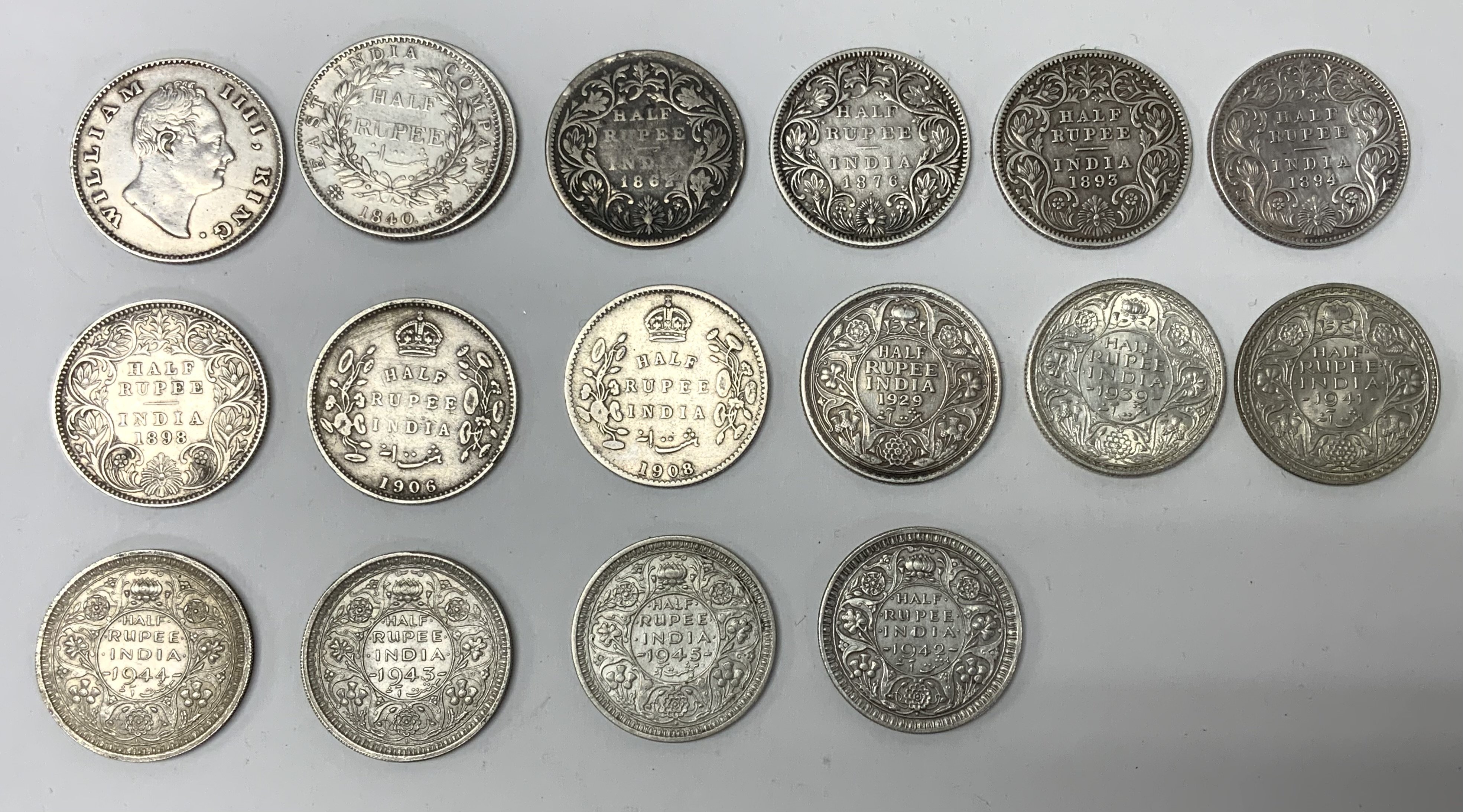 A good collection of Half Rupee, 1/4 Rupee, Two An