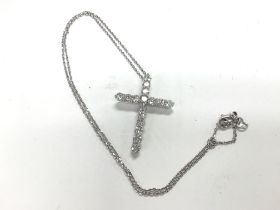 Certificated 18ct white gold cross set with RBC di