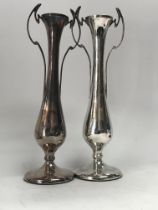 A pair of silver twin handle vases Chester hallmar