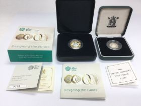 Two cased silver proof coins comprising a 2017 Â£1