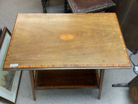 A small Edwardian inlaid side table 68cm x 42cm.