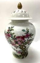 A Single Chinese Famile rose porcelain vase and co