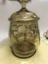 A Bohemian glass punch bowl set with floral gilt d