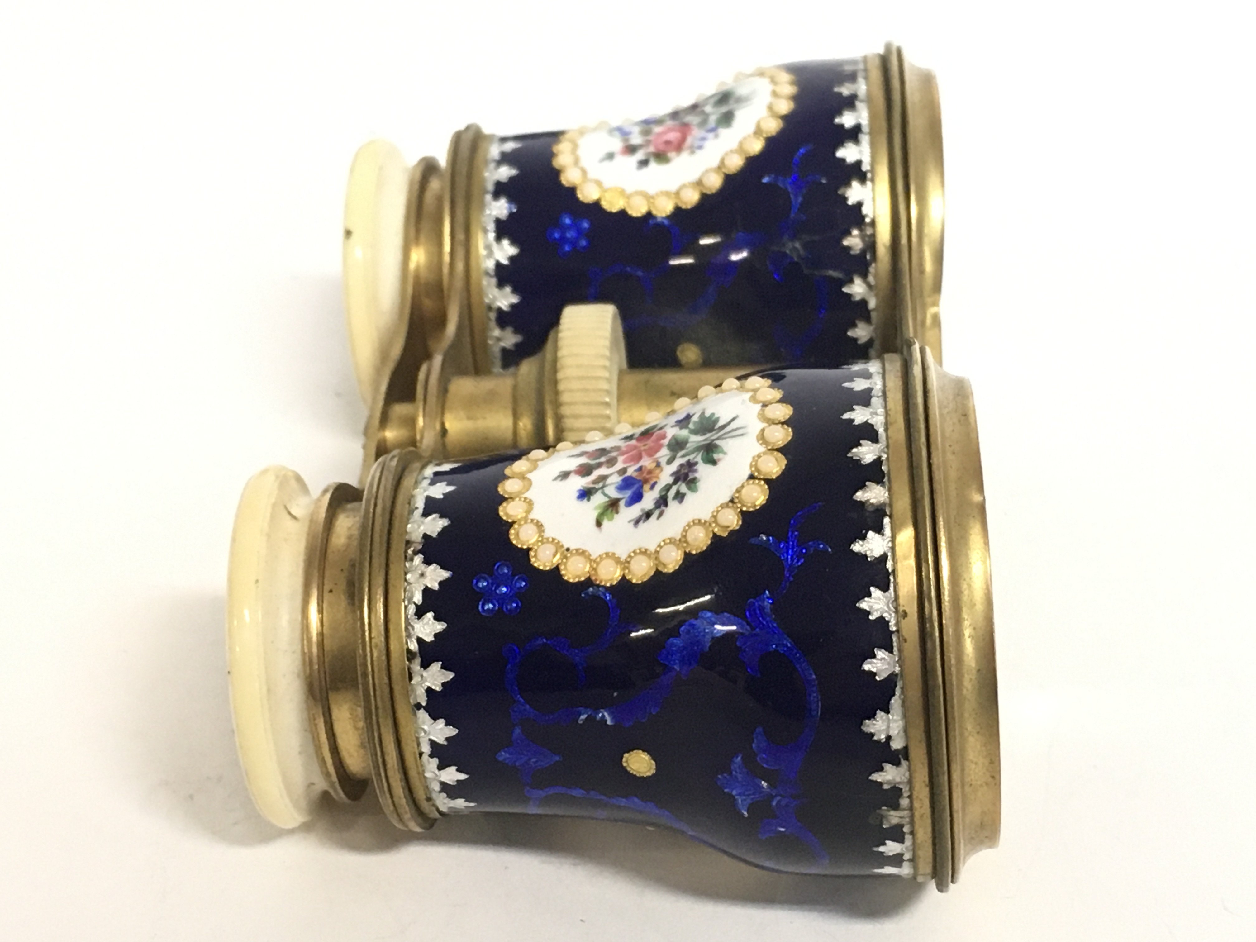 A cased pair of enamel opera glasses. This lot can - Image 5 of 7