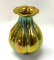 A Zsolnay Hungary Eosin Iridescent Pottery Vase, 1