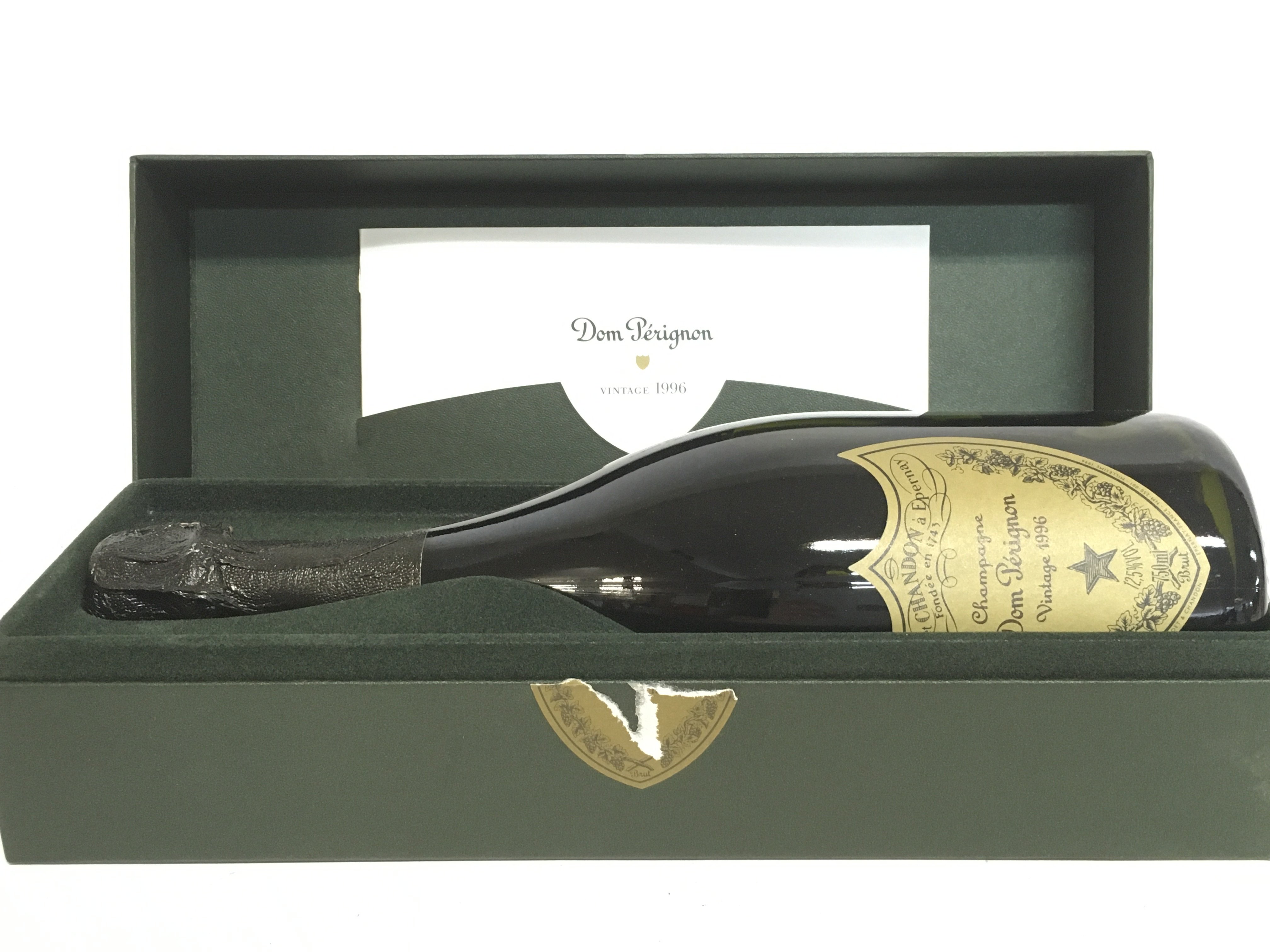 A boxed bottle of Dom Perignon vintage 1996. This