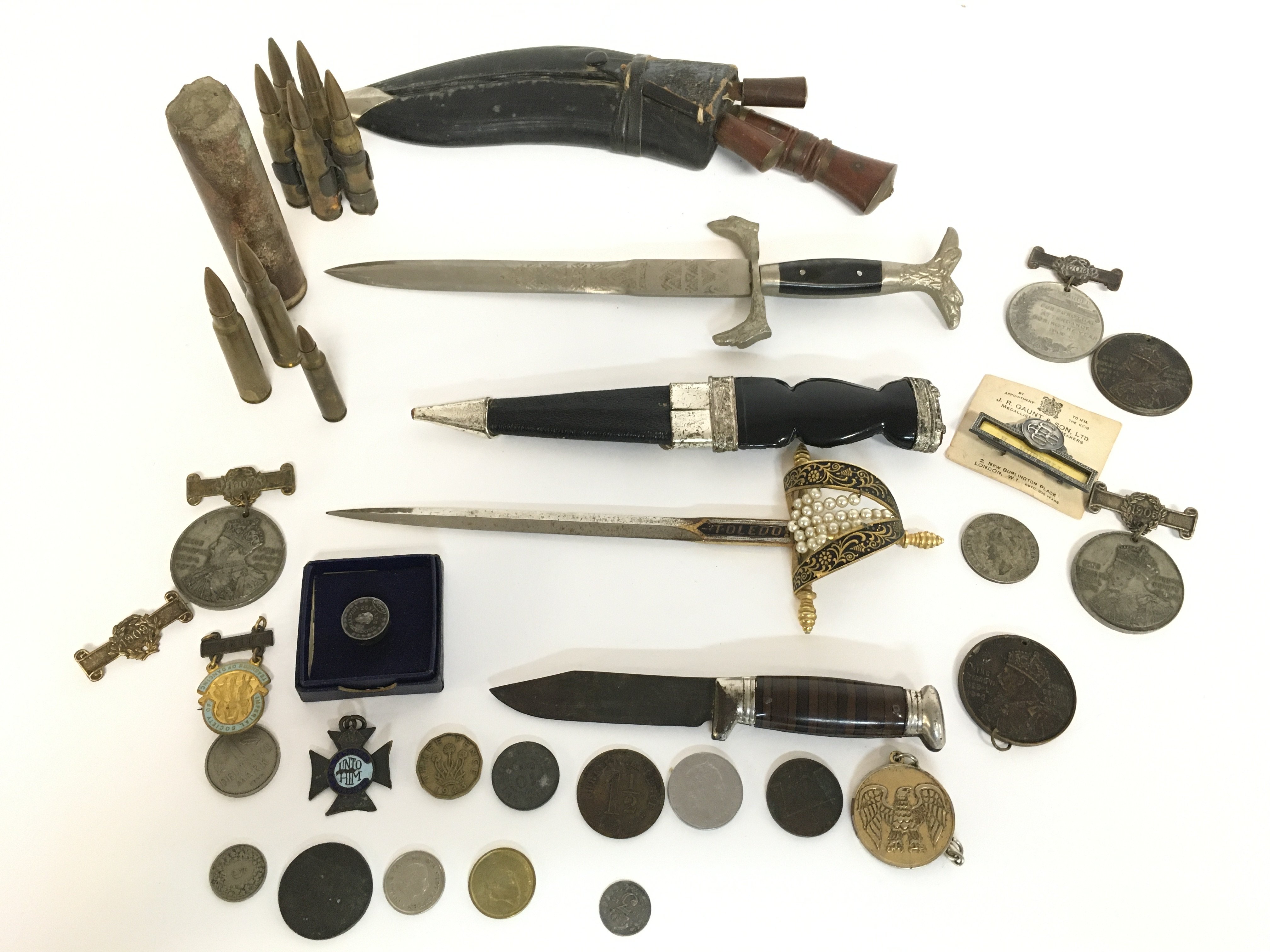 A collection of items including letter opener and