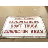 A vintage enamelled British Railways sign, danger