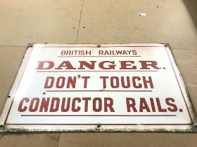 A vintage enamelled British Railways sign, danger