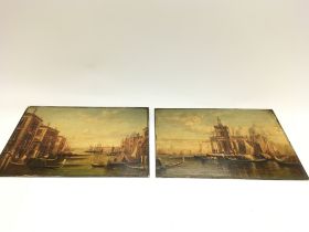 Two 19th century oil on board of Venetian scenes.