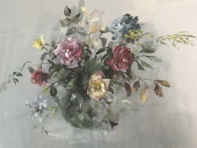 A large well presented watercolour still life study flowers in a vase signed lower right by