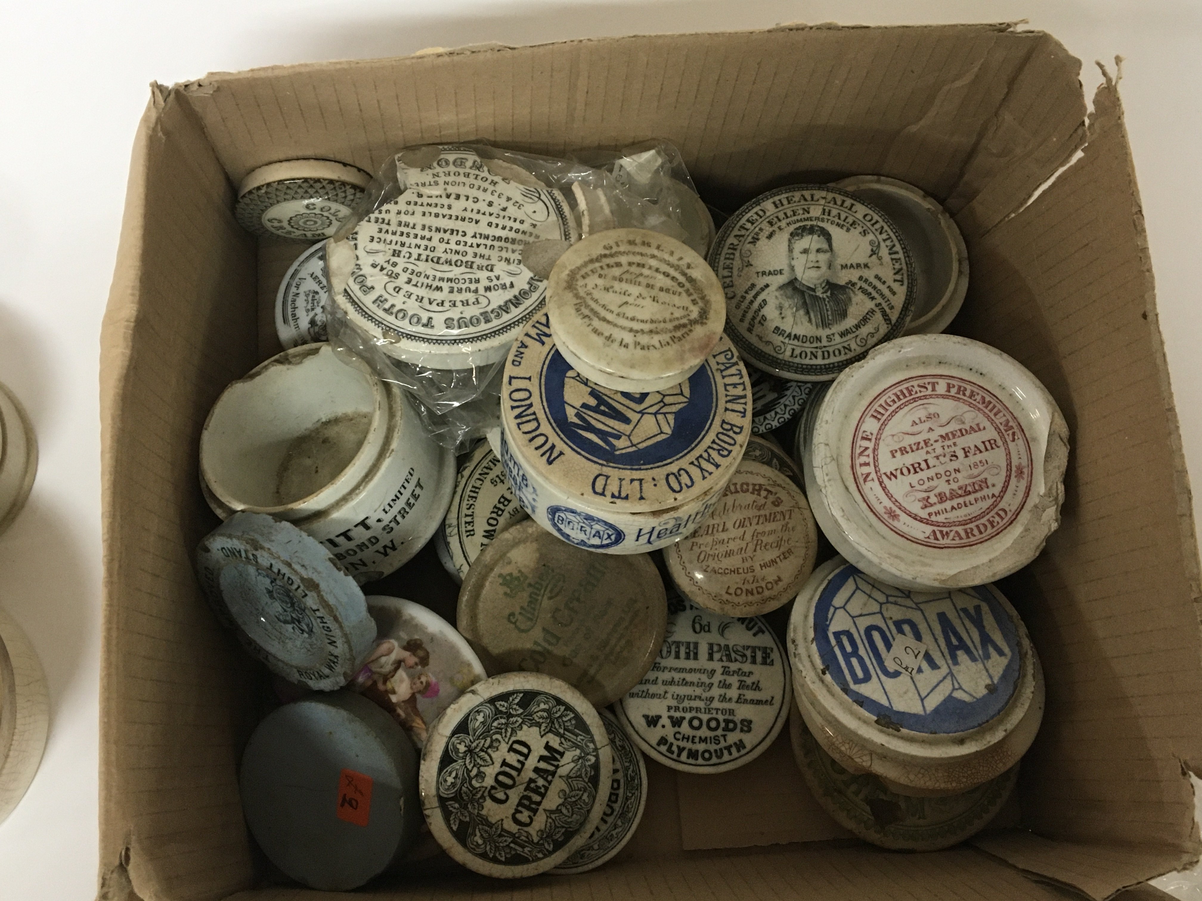 A collection of Victorian ceramic pot lids and bot - Image 2 of 3