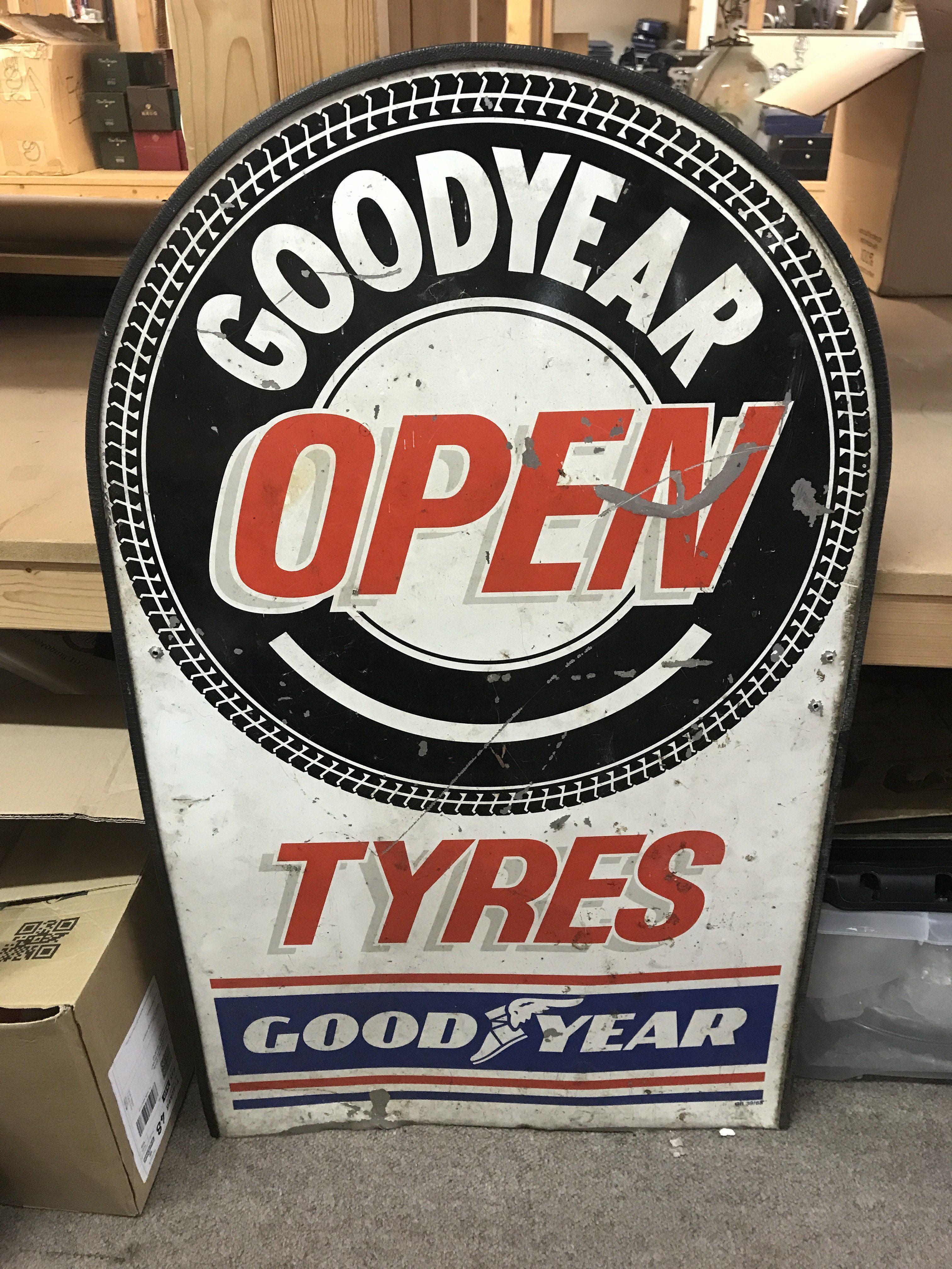 A large double sided sign for good year tyres, 54x