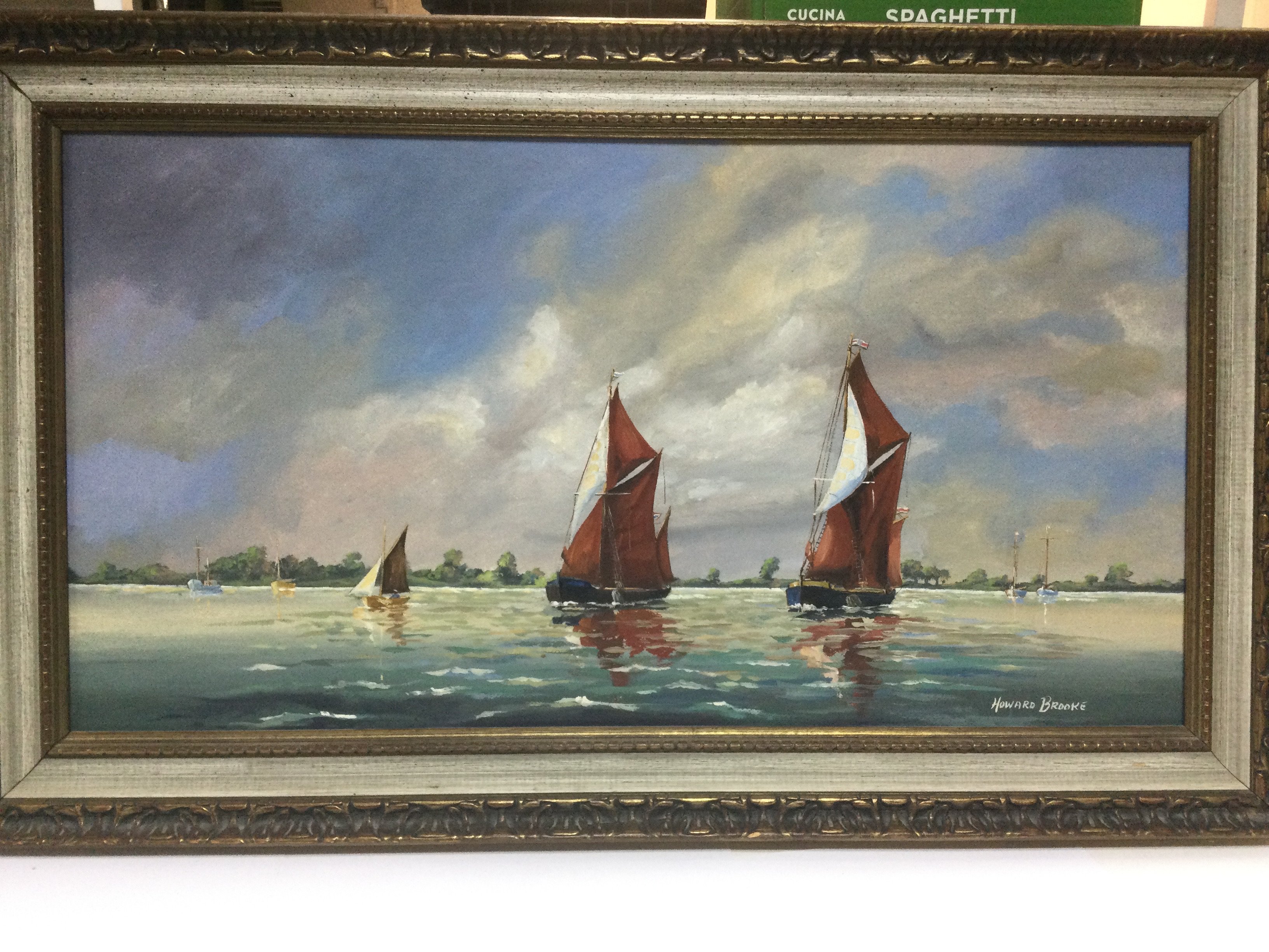 Three Howard Brooke oils on canvas of sailing boat