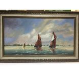 Three Howard Brooke oils on canvas of sailing boat