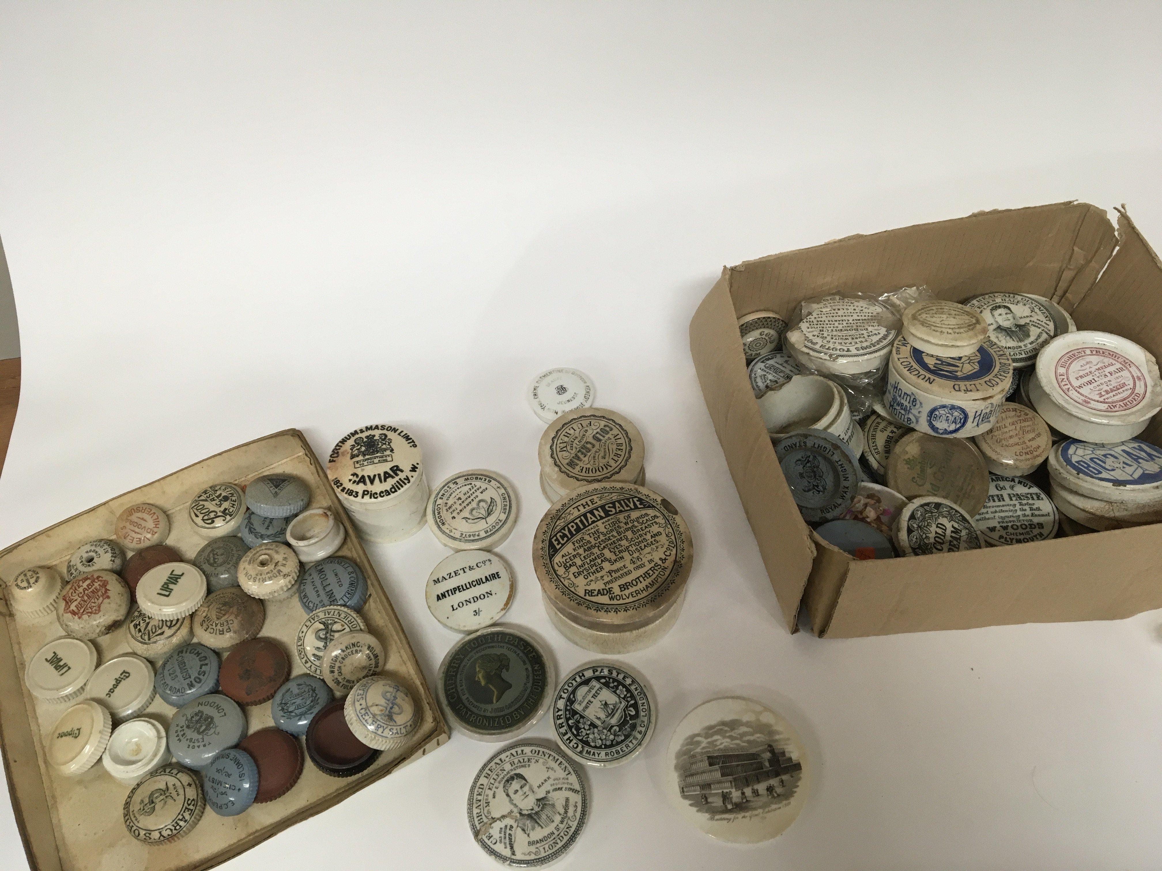 A collection of Victorian ceramic pot lids and bot - Image 3 of 3