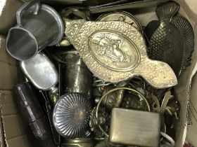 A Collection of brassware and pewter including a brass crab inkwell and various other ornaments