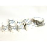 A Victorian porcelain blue and white teaset with c