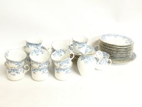A Victorian porcelain blue and white teaset with c