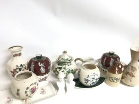 A Collection of ceramics including Sadler vases, M