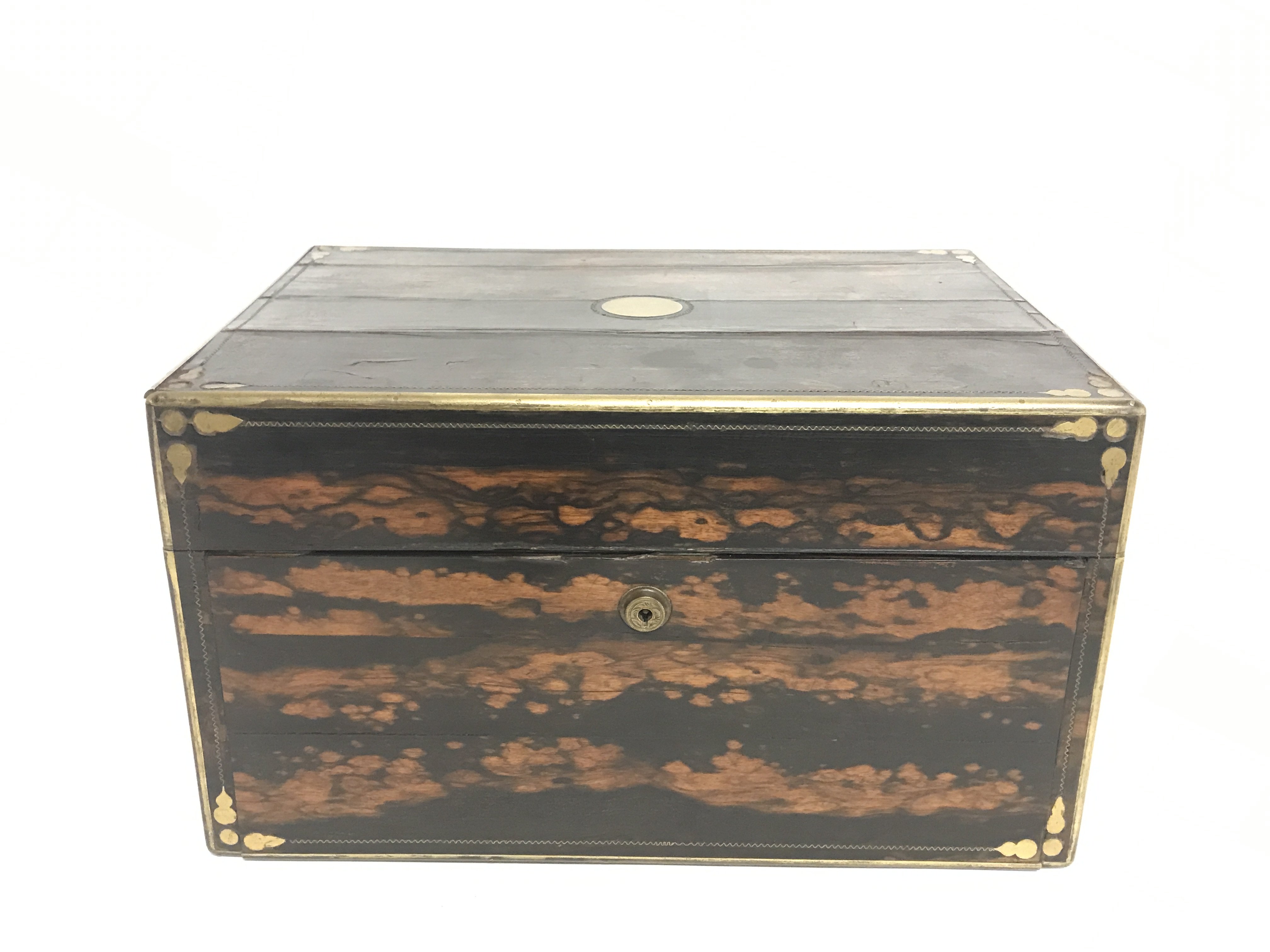 A Victorian Coromandel box fitted with an assortme