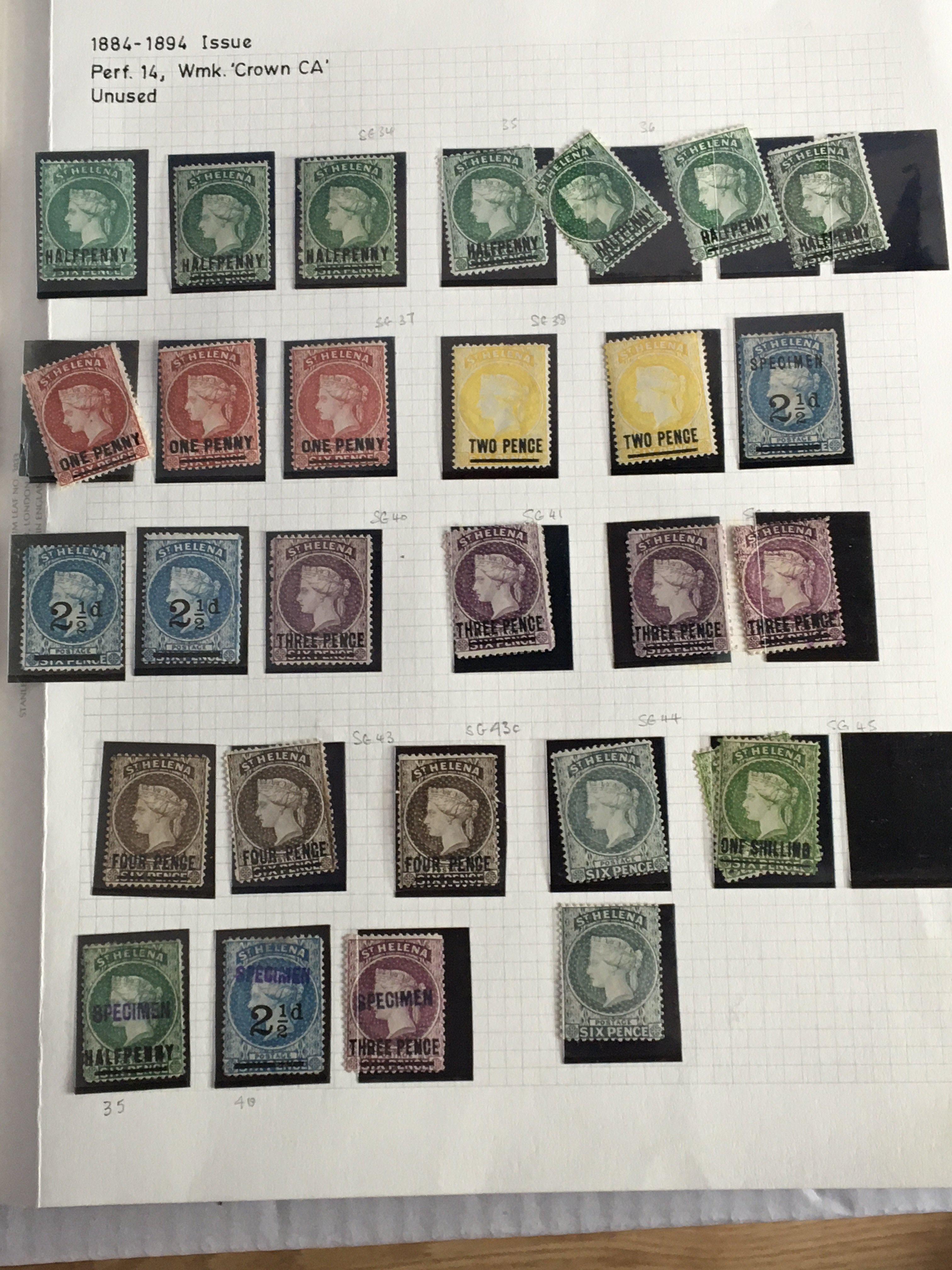 An album containing British colonial stamps The Is