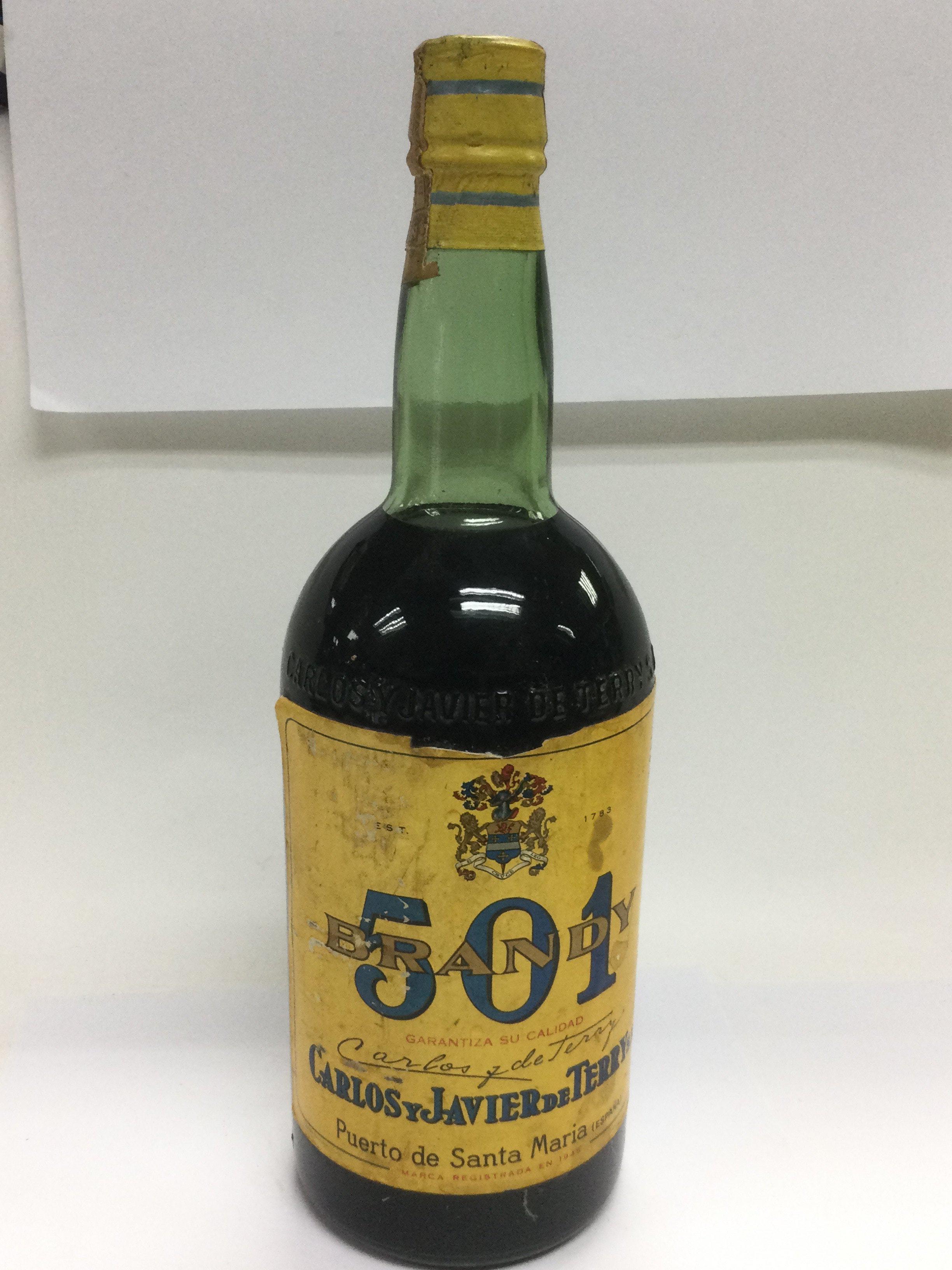 A 1968 3 litre bottle of Terry Brandy, Shipping ca