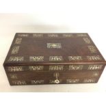 A rosewood mother of pearl inlaid writing box with