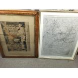 A framed map of Central Burma and the Front View o