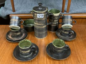 A 1970s Iden studio Pottery coffee set, (D)