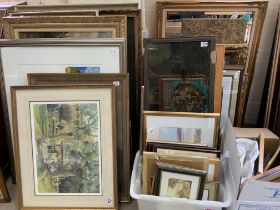 A large collection of mixed artworks inc watercolo