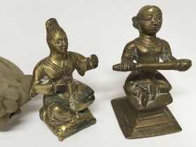 Two 19th century or earlier cast brass figures pos