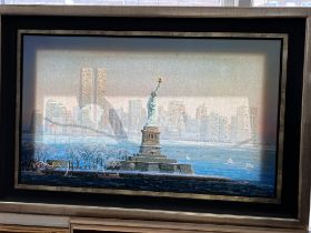 American landscapes, 2 large modern framed oil on