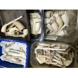 A collection of antique clay pipe fragments small